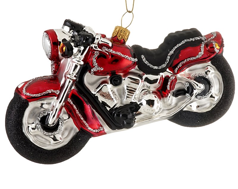 The perfect Christmas ornament for dad, a red motorcycle to represent his favorite hobby. | OrnamentShop.com
