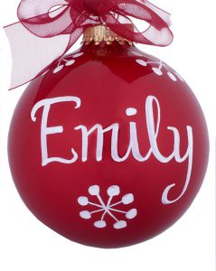Painting on a glass ball personalized Christmas ornament is difficult! We use paint brushes for our glass balls. | OrnamentShop.com