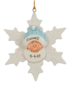 Baby Boy on Snowflake Christmas Ornament | OrnamentShop.com