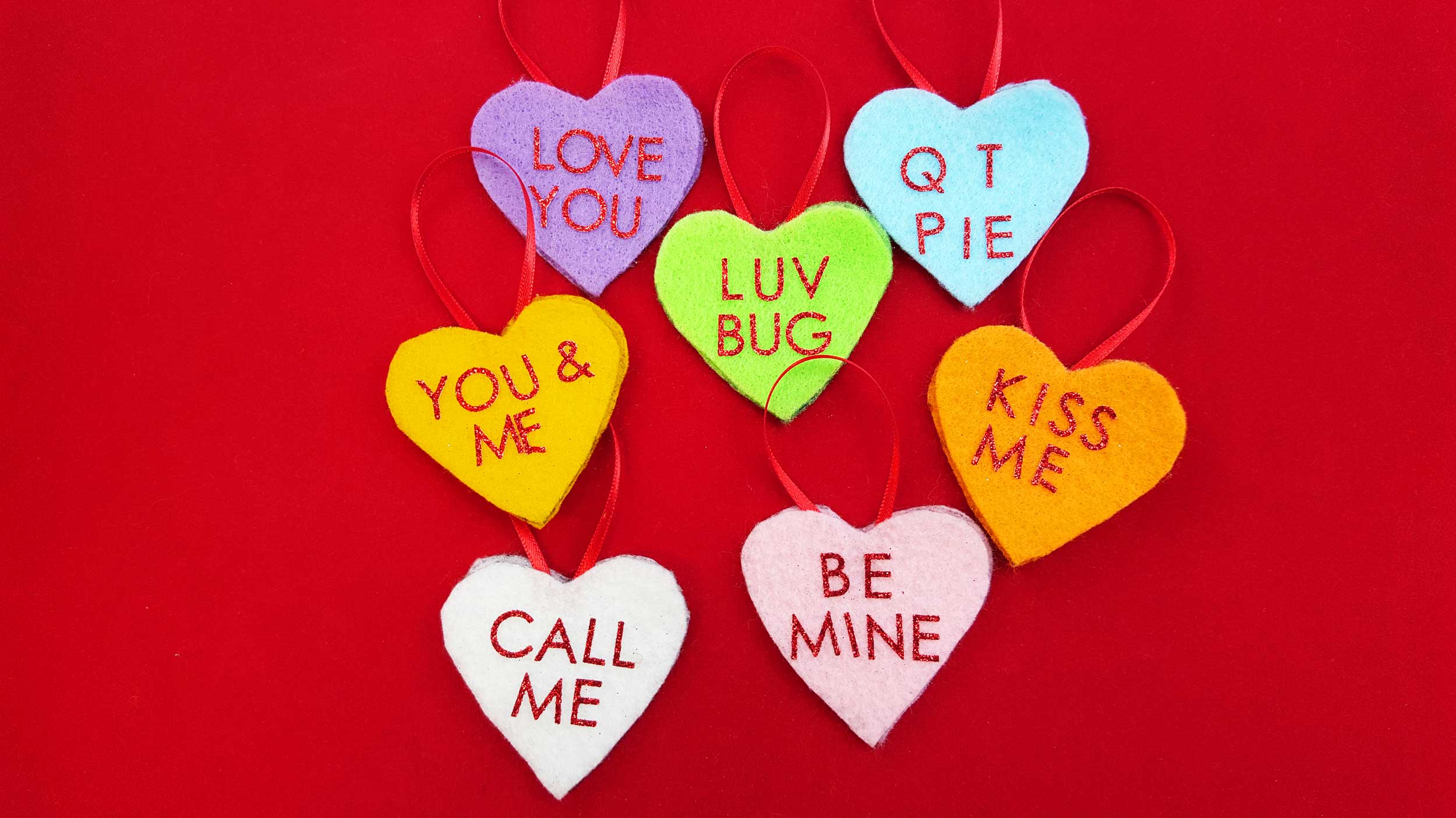 Valentine's Day DIY ornaments with Conversation Hearts. | OrnamentShop.com