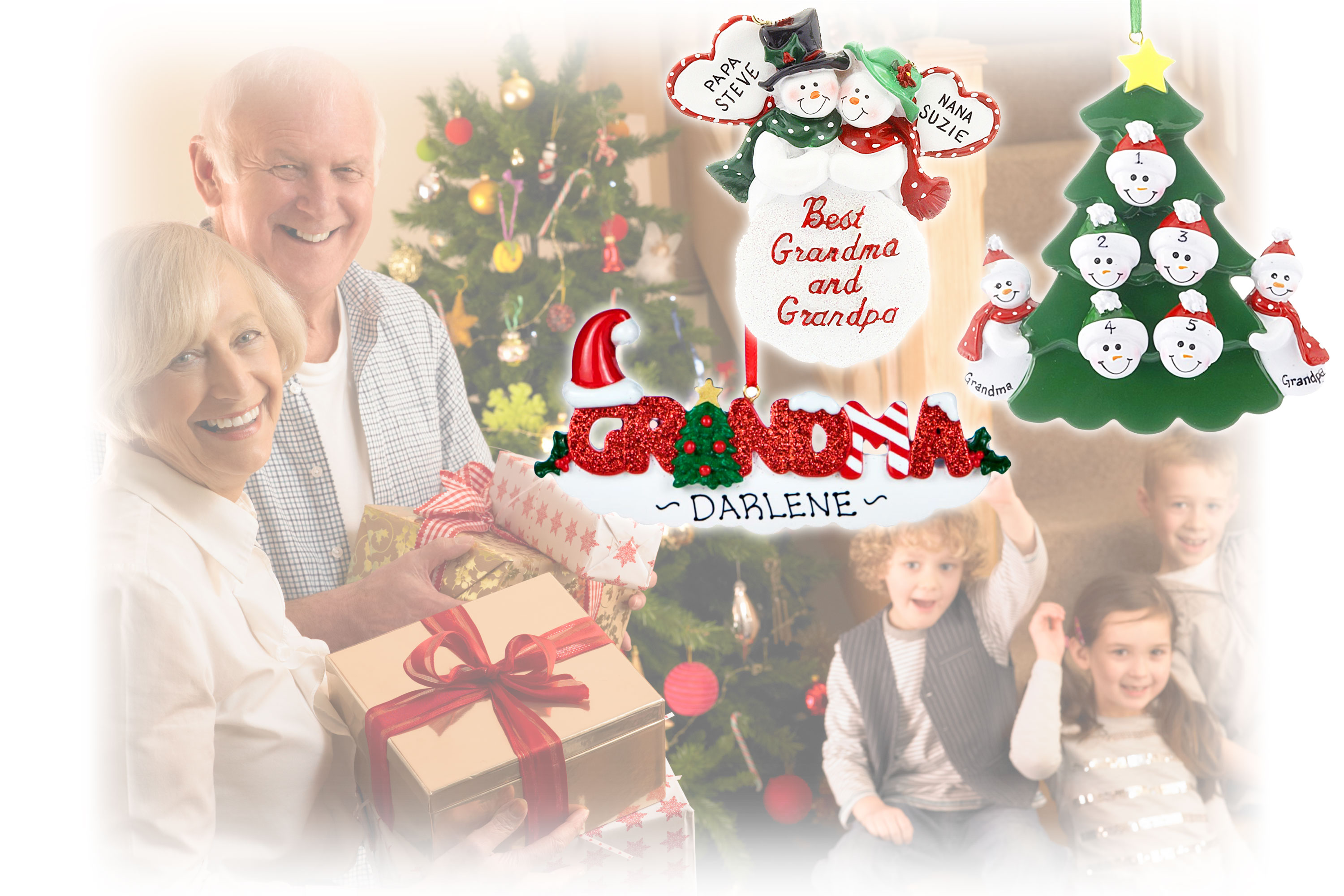 Gift grandparents personalized Christmas ornaments from the kids this year! | OrnamentShop.com