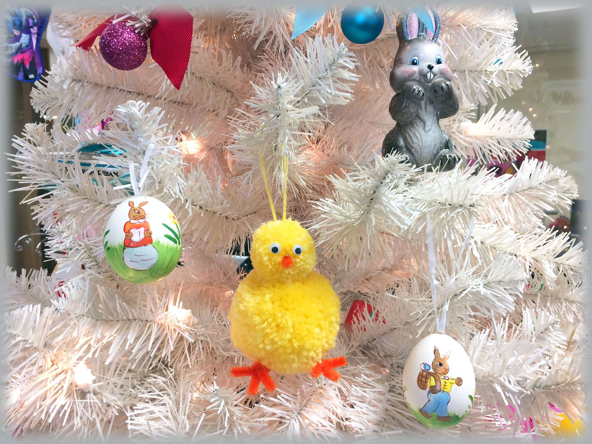 DIY Easter Chick ornament hanging on tree. | OrnamentShop.com