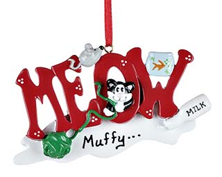 Meow Cat Letters for cat's first Christmas. | OrnamentShop.com