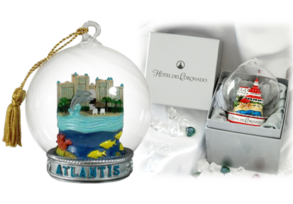 Personalized ornaments for businesses with glass balls and your own custom inside object. | OrnamentShop.com