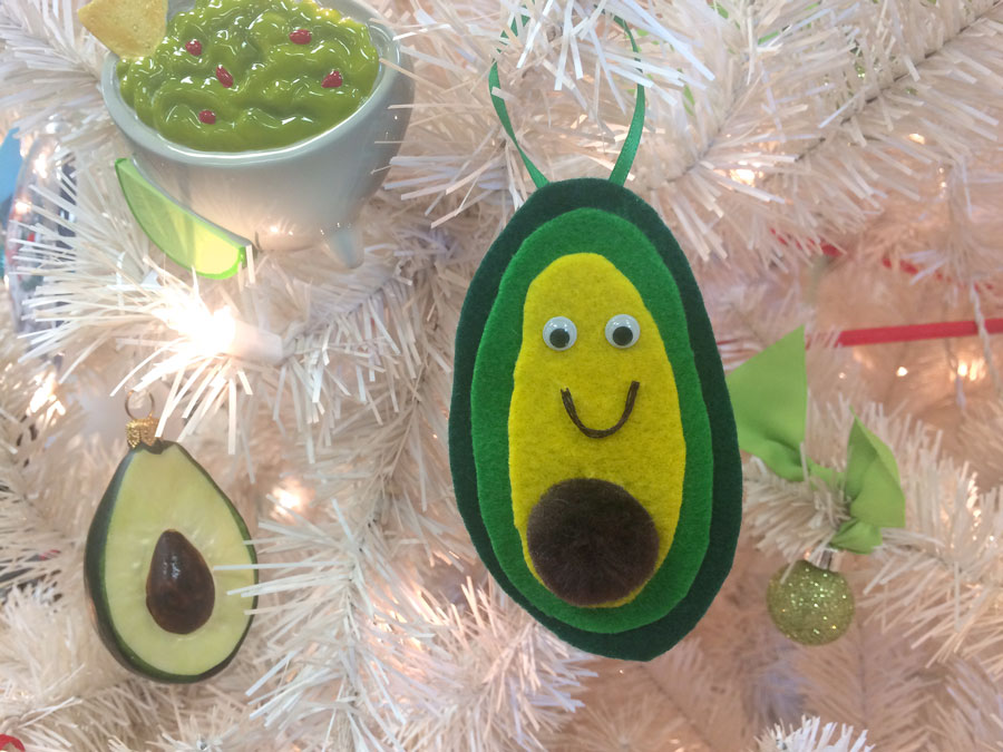 DIY Avocado Ornament hanging on Christmas Tree | OrnamentShop.com