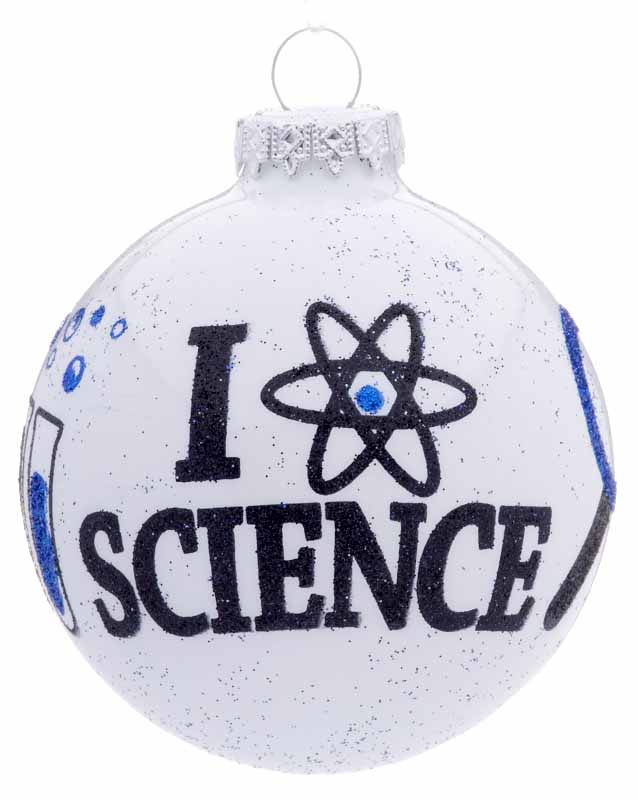 A personalized Christmas ornament with an atom that reads: I heart silence. | Ornament Shop