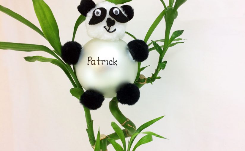 DIY Panda Ornament displayed in bamboo | OrnamentShop.com