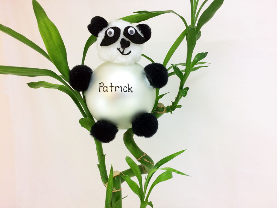 DIY Panda Ornament displayed in bamboo | OrnamentShop.com