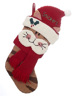 Christmas stocking with a cat, perfect for animal lovers starting a first Christmas together. | Ornament Shop