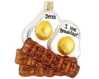 A bacon and eggs Christmas ornament, the perfect Christmas gift for a cowboy. | Ornament Shop